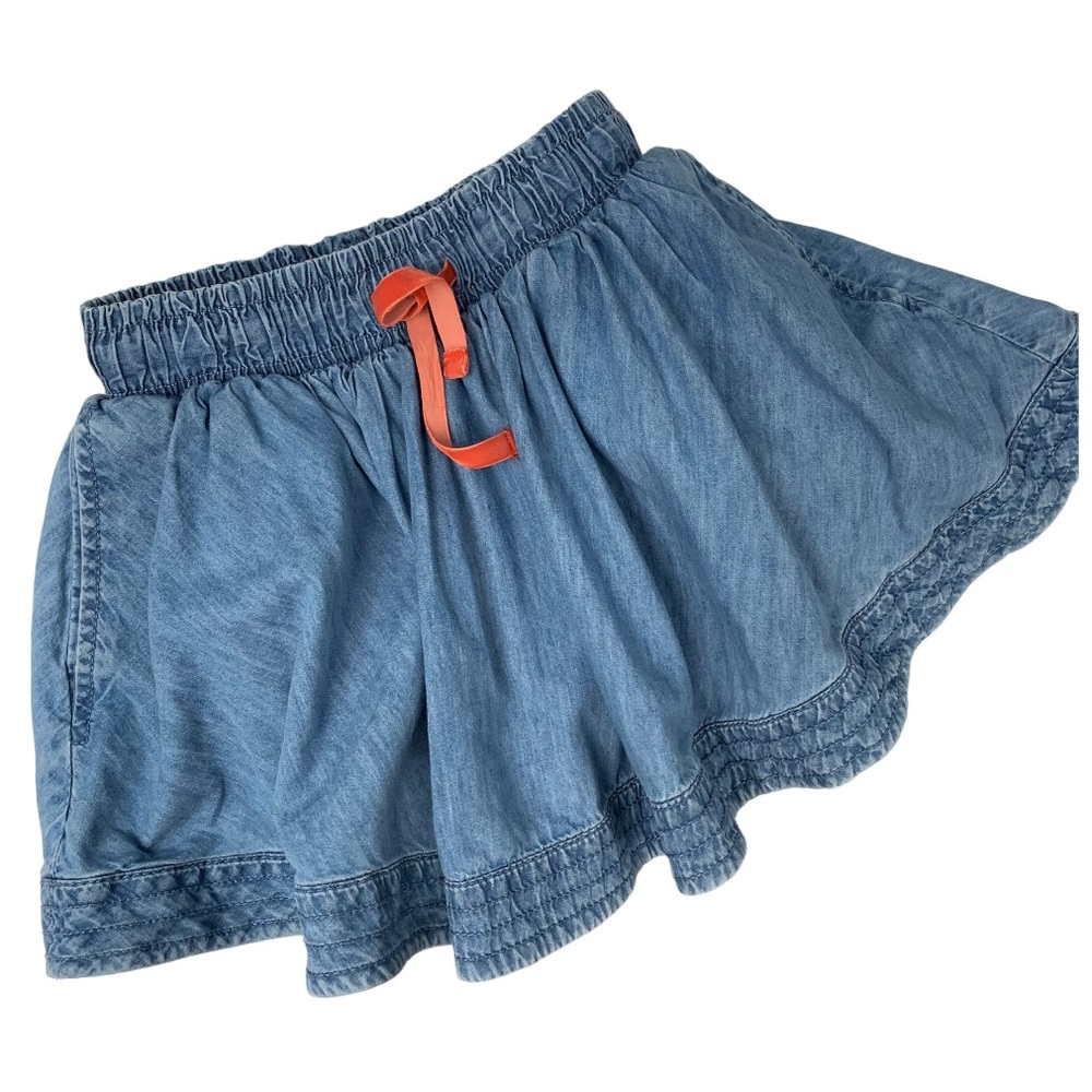 Mini Boden Denim Skirt Elastic Waist Floral Lined Sz 4-5y